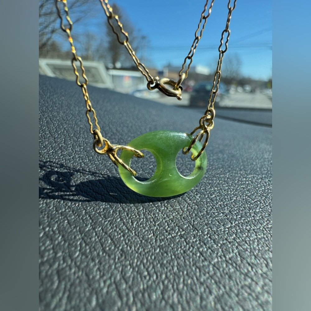 Gold filled jade Naudical Link Necklace - Picture 5 of 5